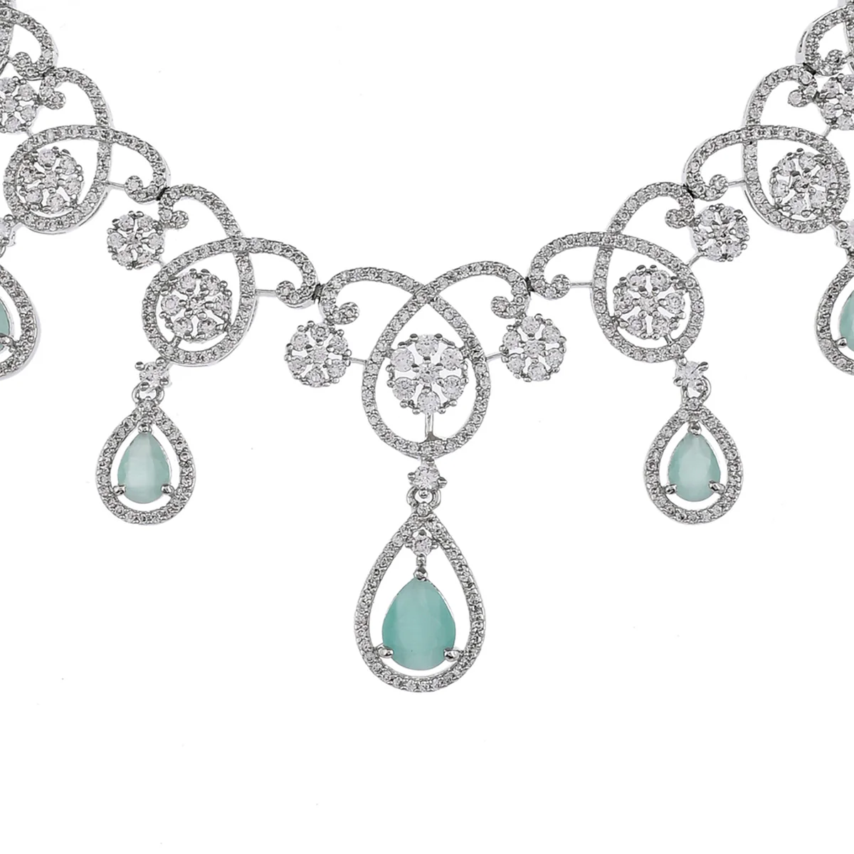 CZ Elegance Floral Jewellery Set - Image 4