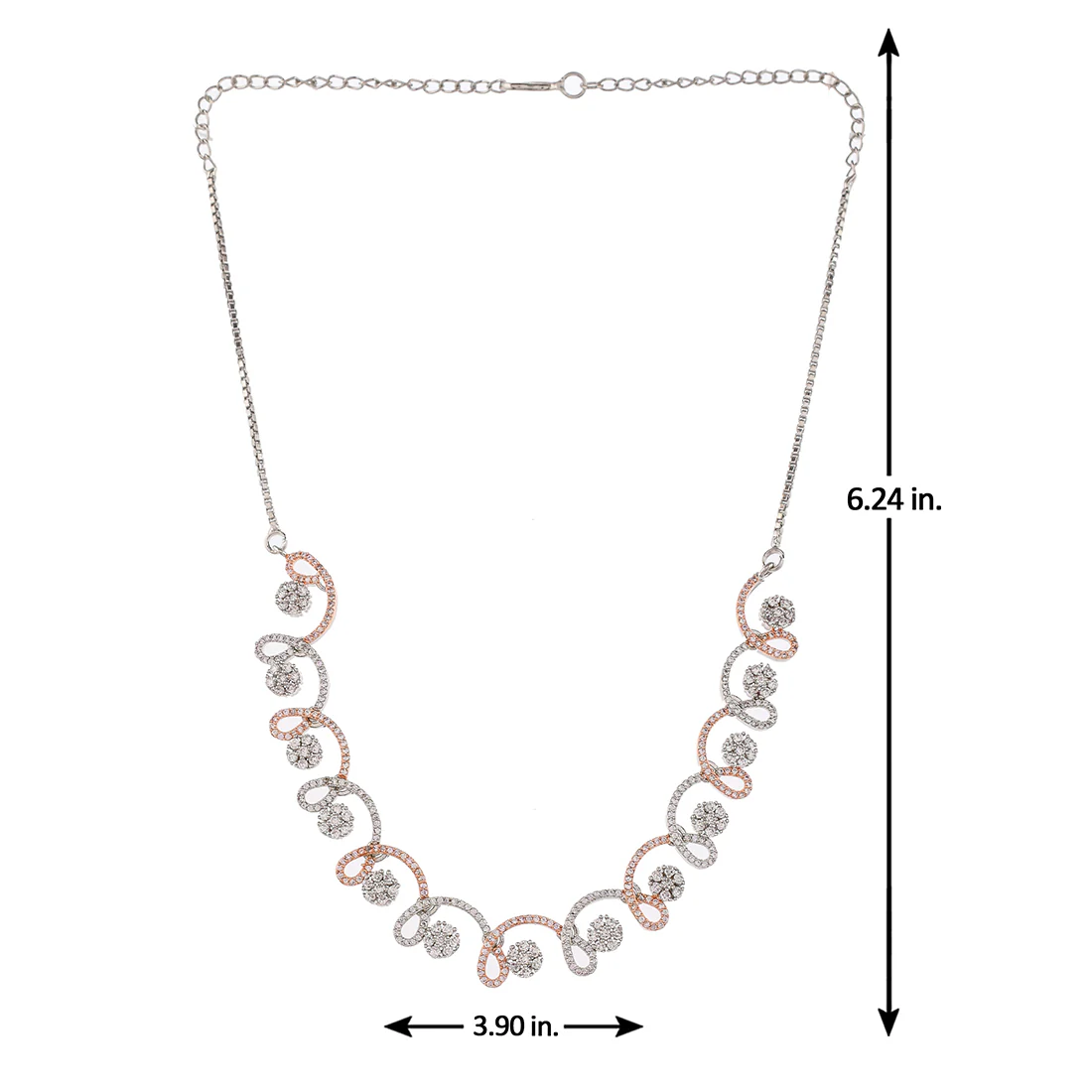 Cz Elegance Dual Tone Curve Design Necklace Set - Image 6