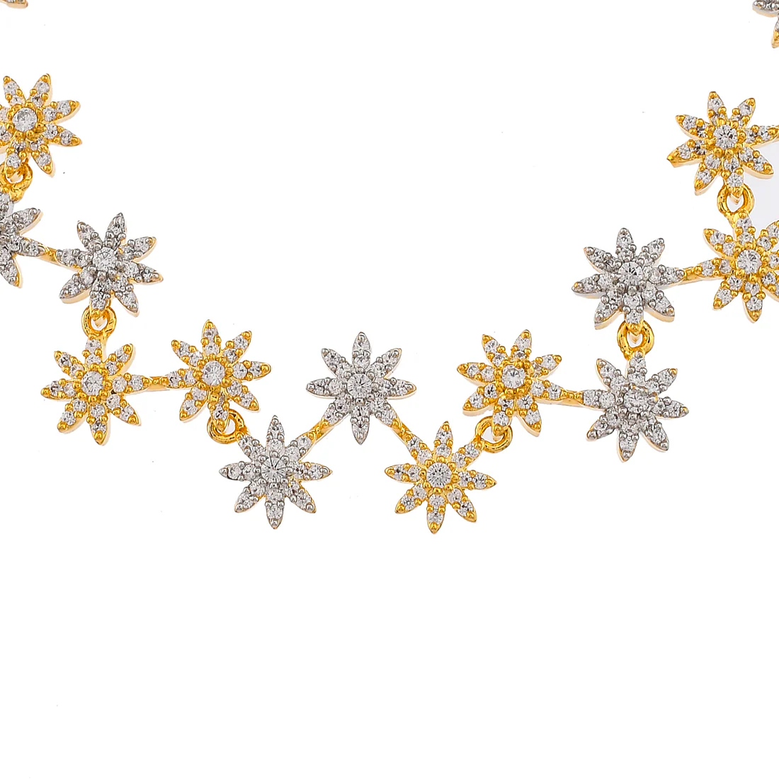 Cz Elegance Gold Plated Round Star Necklace Set - Image 4