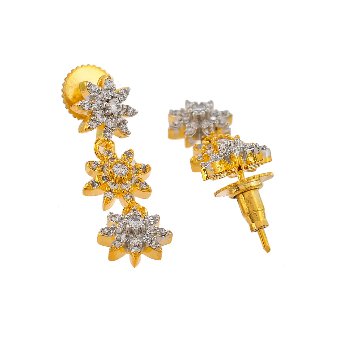 Cz Elegance Gold Plated Round Star Necklace Set - Image 5