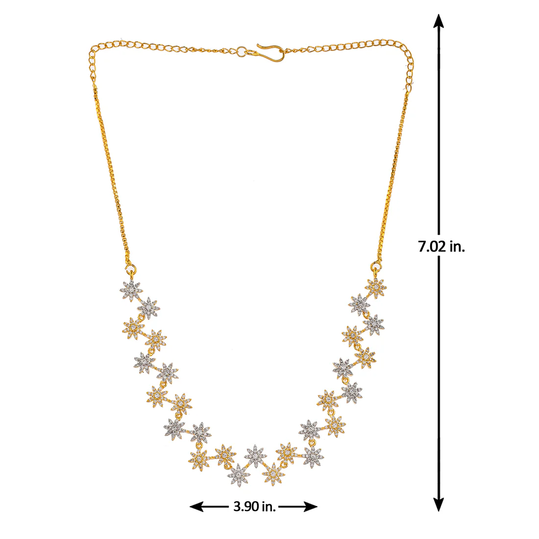Cz Elegance Gold Plated Round Star Necklace Set - Image 6