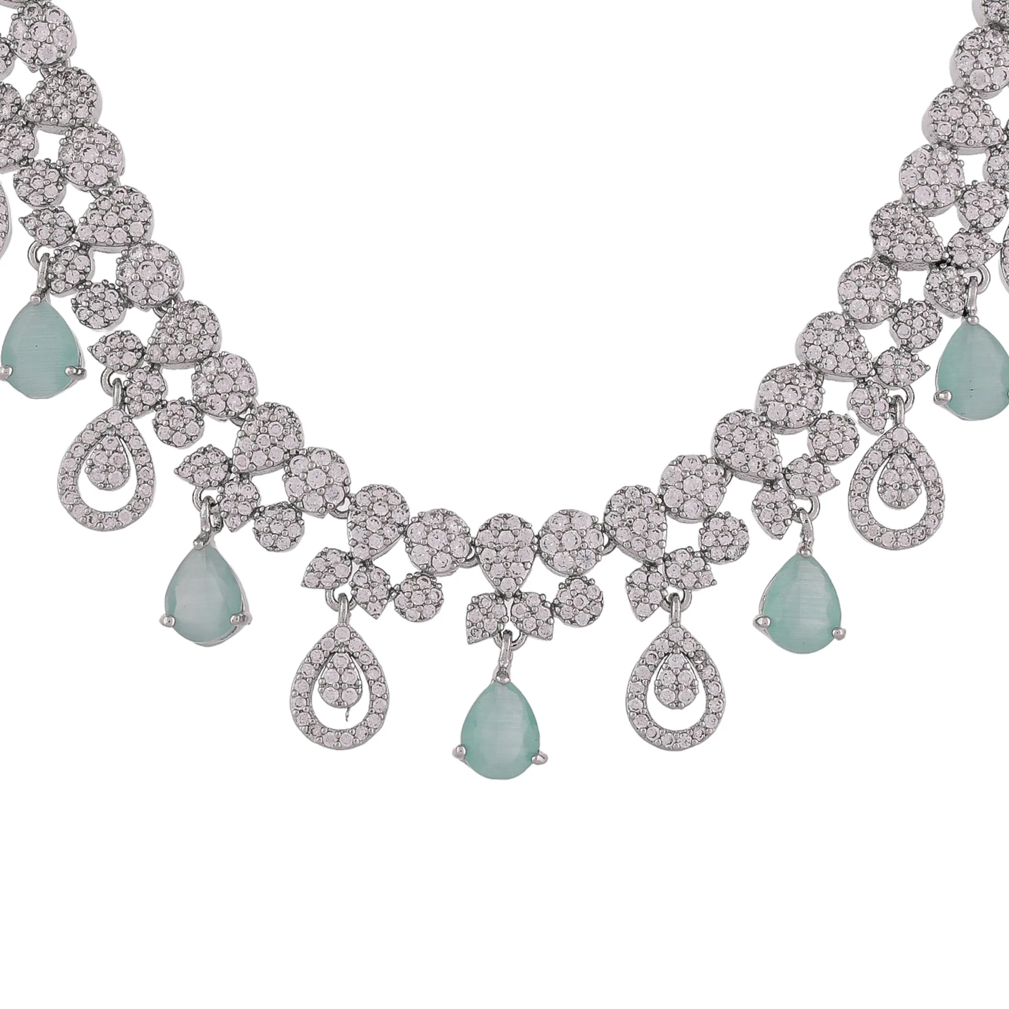 Cz Elegance Green And White Teardrop Cut Cz Jewellery Set - Image 5