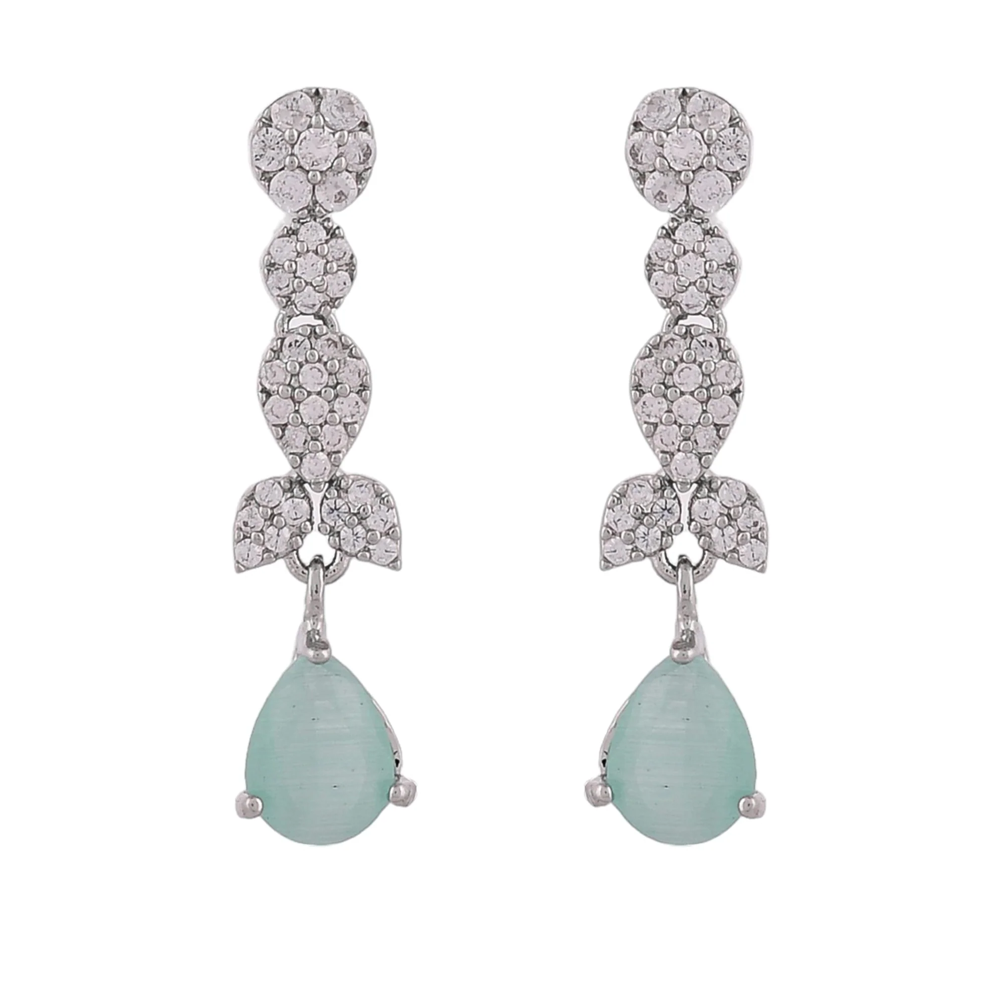 Cz Elegance Green And White Teardrop Cut Cz Jewellery Set - Image 6