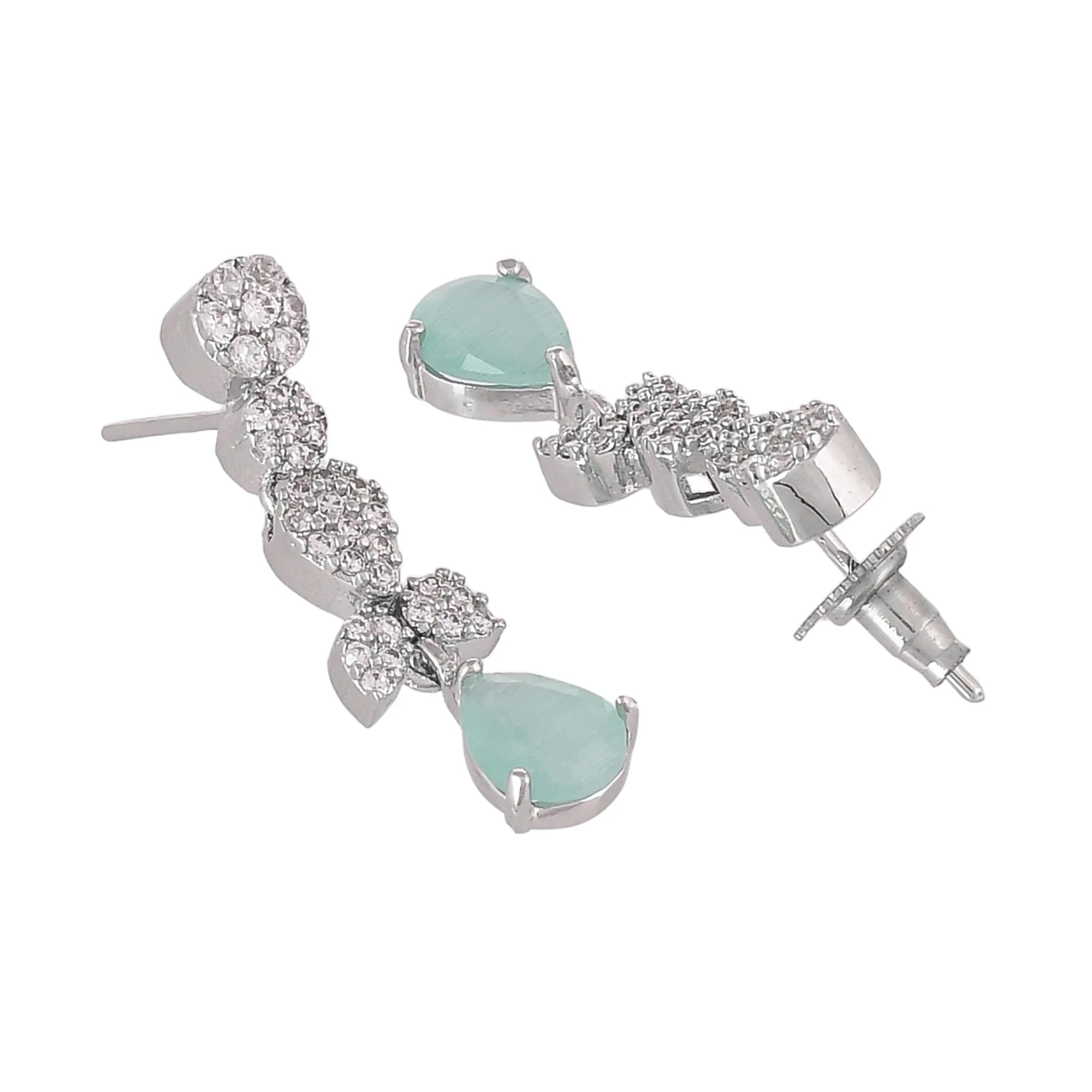 Cz Elegance Green And White Teardrop Cut Cz Jewellery Set - Image 7