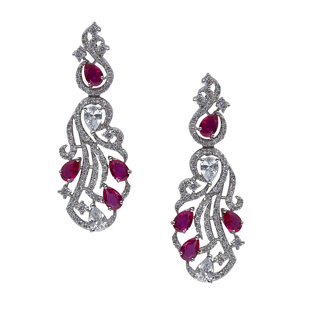 CZ Elegance Heavily Embellished Choker Necklace Set - Image 5