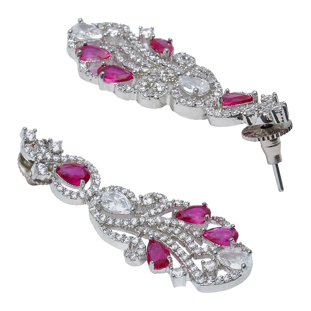 CZ Elegance Heavily Embellished Choker Necklace Set - Image 6