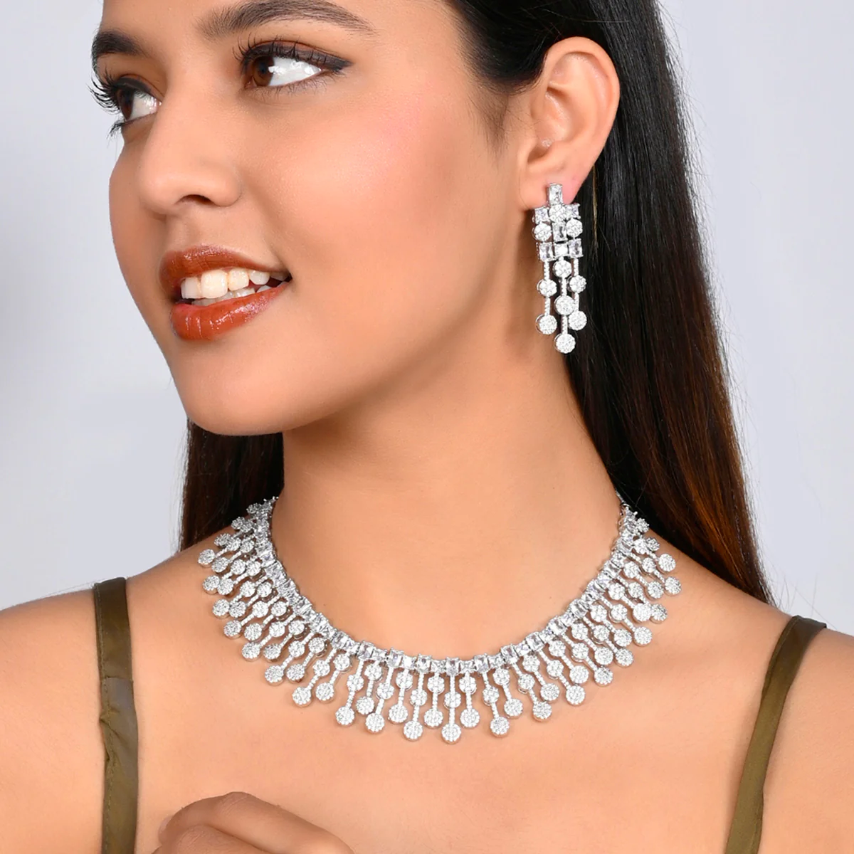 CZ Elegance Heavily Embellished Jewellery Set - Image 2