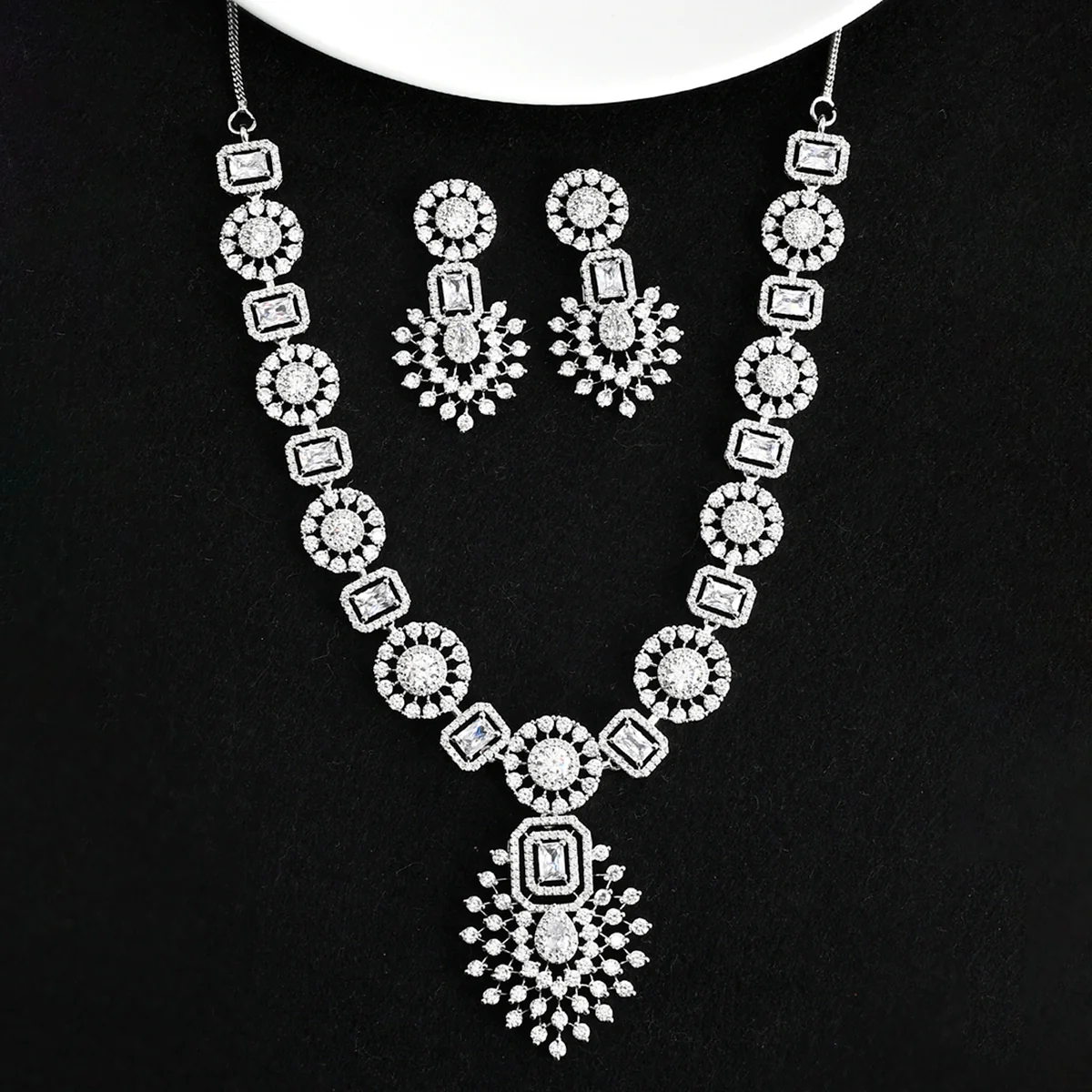 CZ Elegance Large Emerald Cut Zircons Jewellery Set