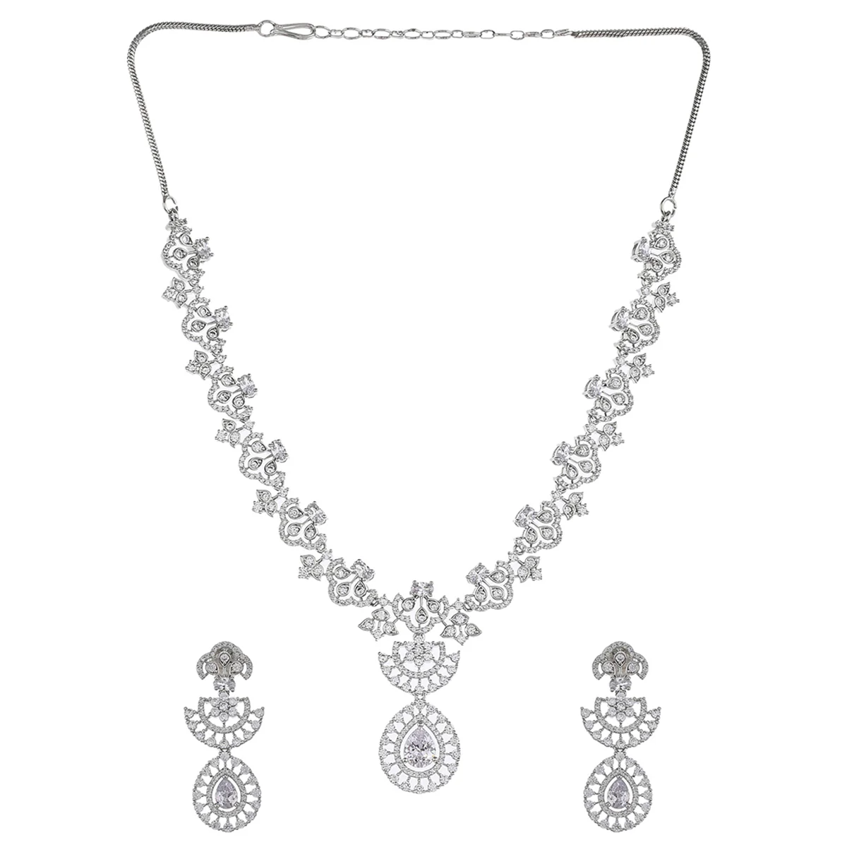 CZ Elegance Large Teardrop Cut Zircons Jewellery Set - Image 3