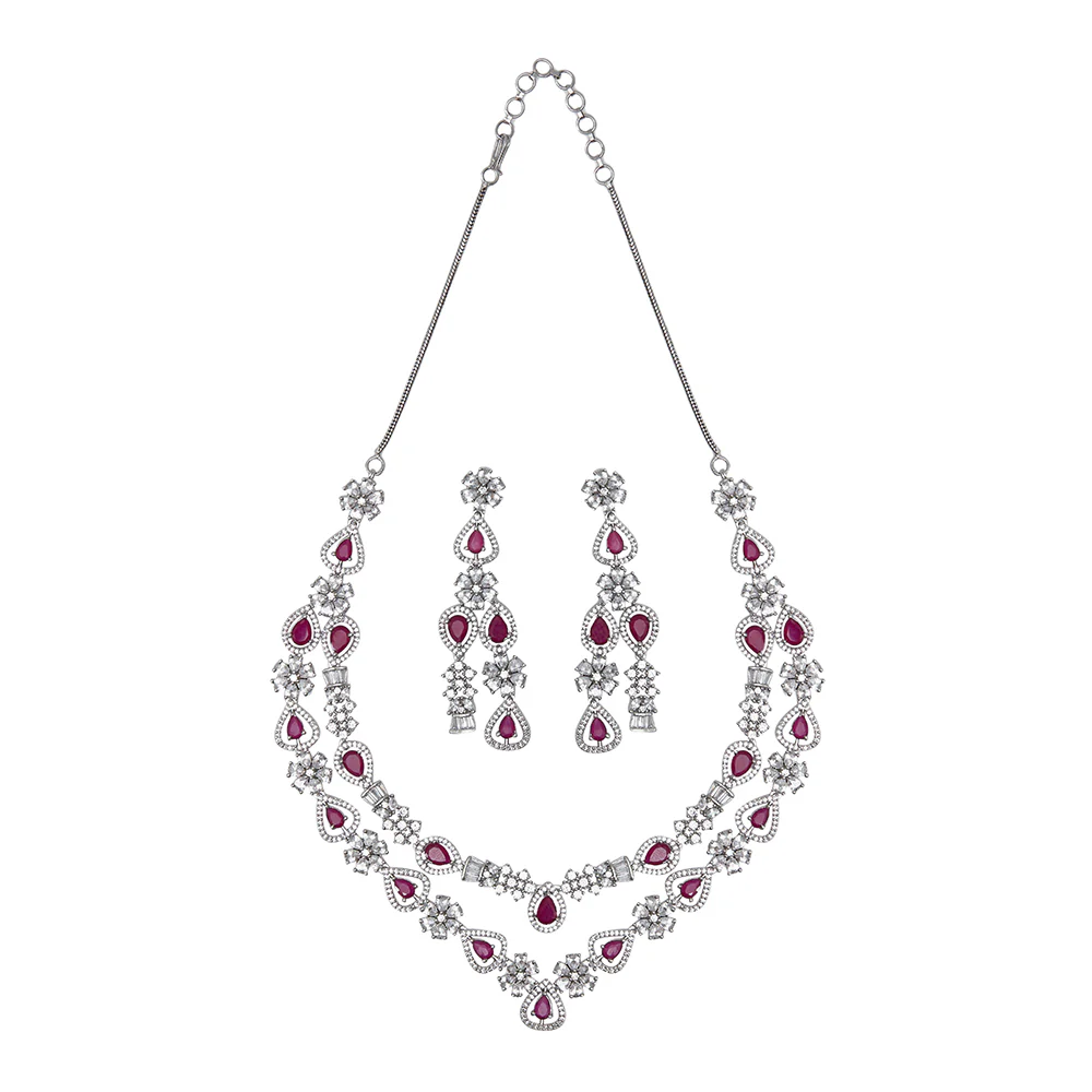 CZ Elegance Layered Necklace Set - Image 4