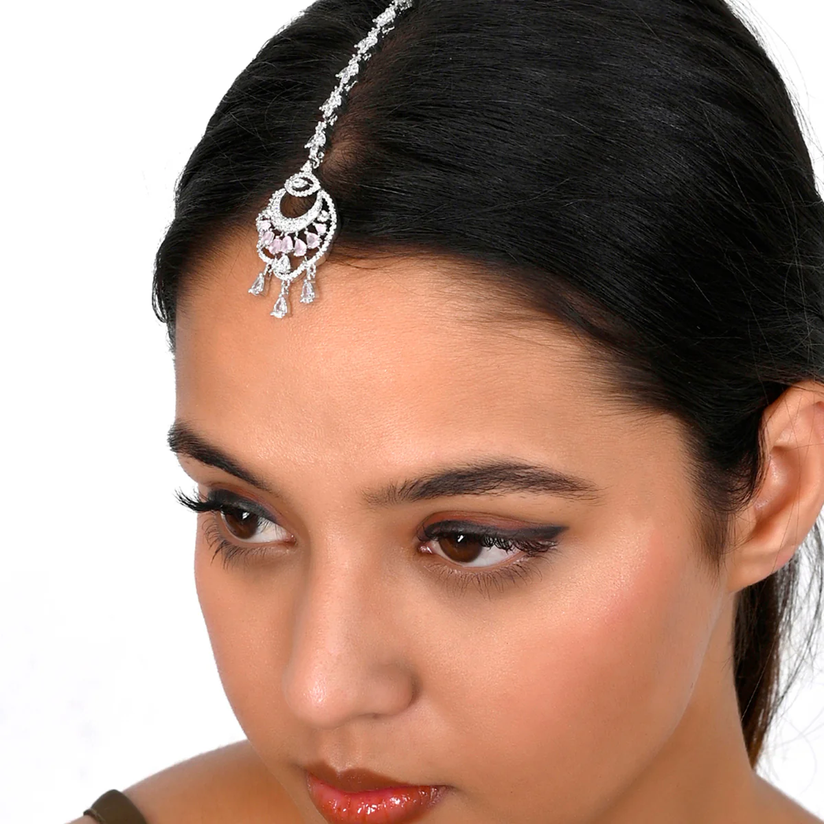 CZ Elegance Marquise Cut Maang Tika - Image 2