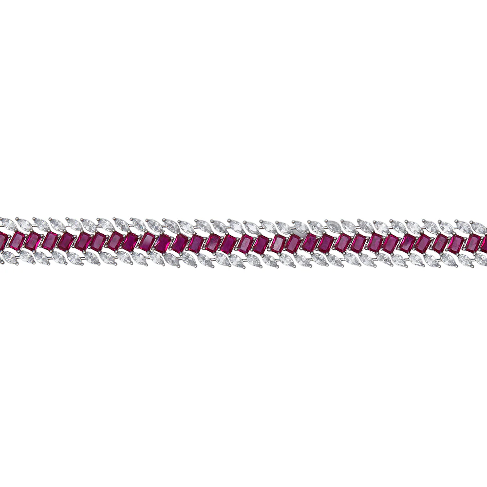 CZ Elegance Pink and White CZ Gems Necklace Set - Image 4