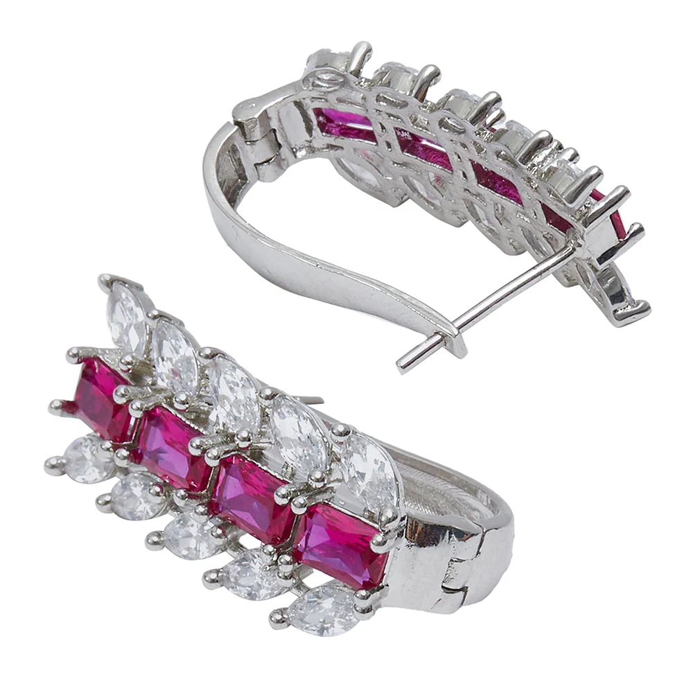 CZ Elegance Pink and White CZ Gems Necklace Set - Image 6