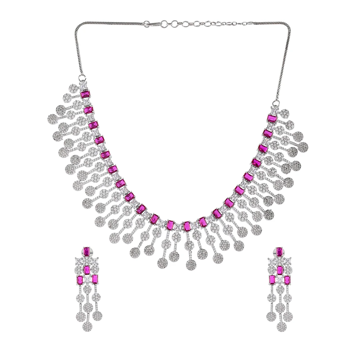 CZ Elegant Pink and White Zircons Jewellery Set – VOYLLA - Image 3