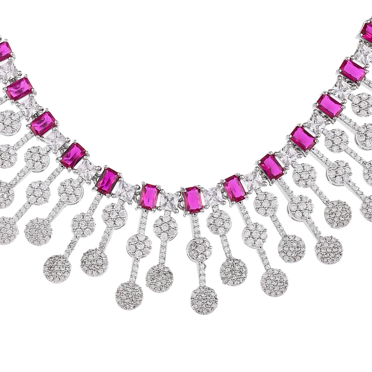 CZ Elegant Pink and White Zircons Jewellery Set – VOYLLA - Image 4