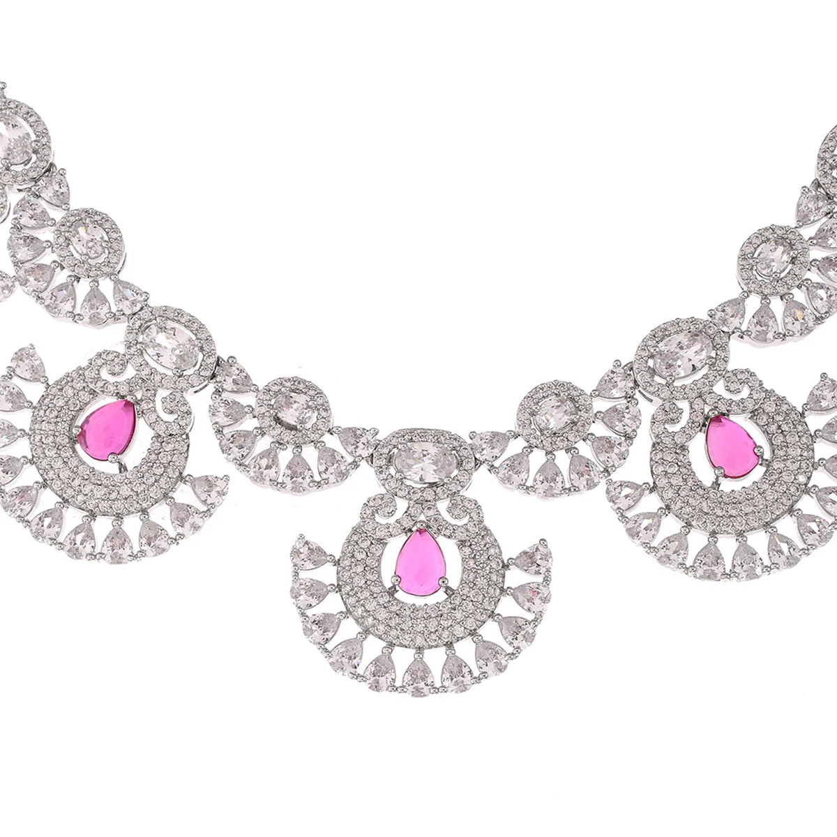 CZ Elegance Pink and White Zircons Jewellery Set – VOYLLA - Image 4