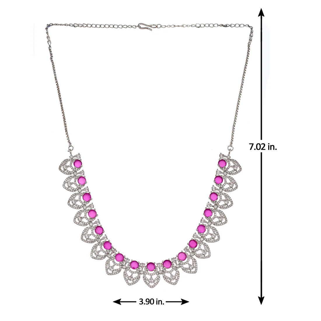 Cz Elegance Purple Stone Silver Necklace Set - Image 6