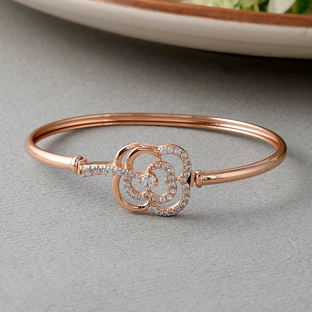 CZ Elegance Rose Gold Plated White Zircons Bracelet