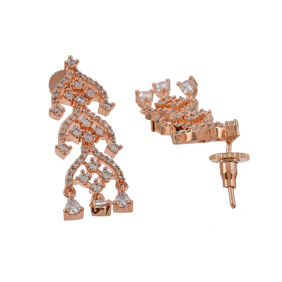 Cz Elegance Rose Plated Brass Made Traditional Necklace Set - Image 5