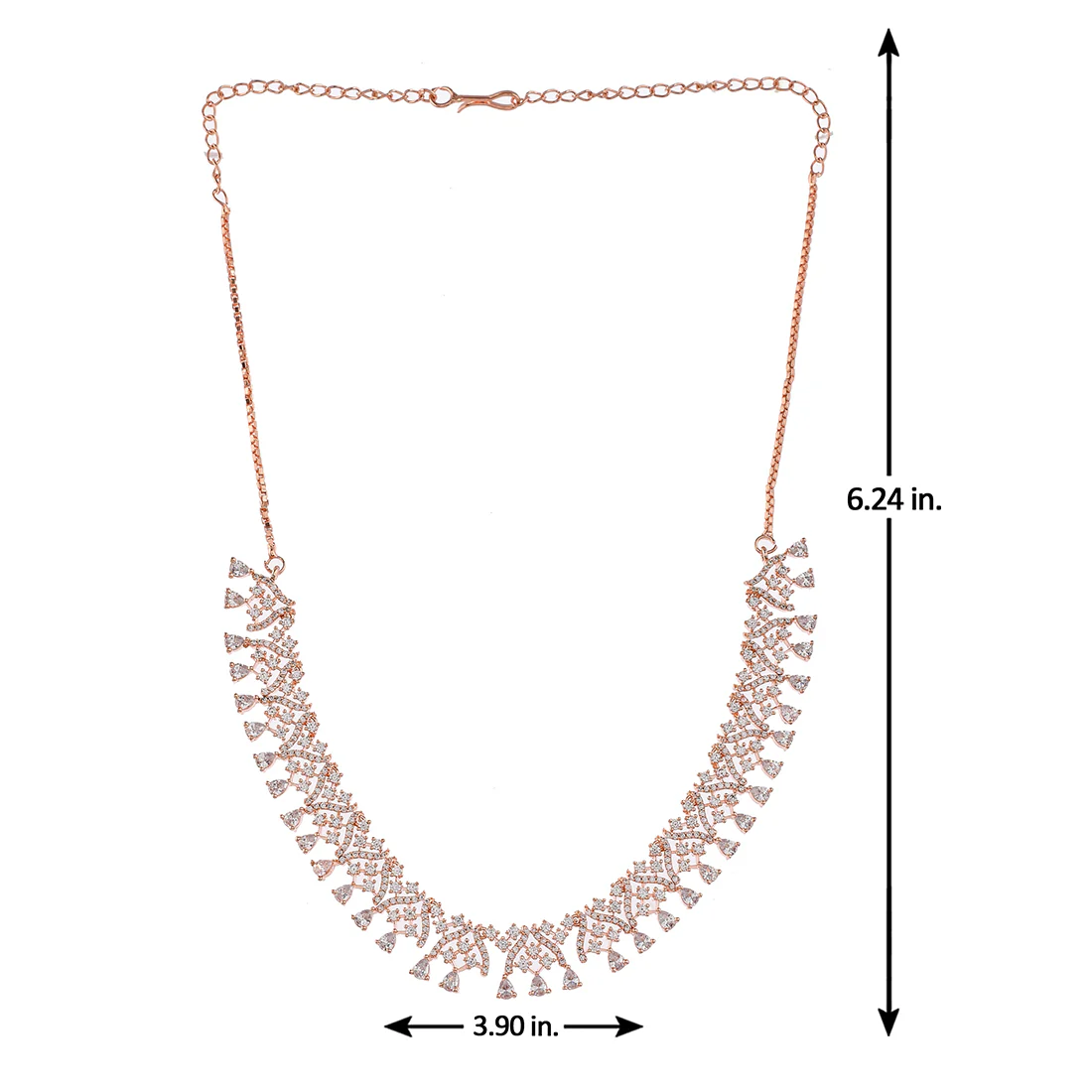 Cz Elegance Rose Plated Brass Made Traditional Necklace Set - Image 6