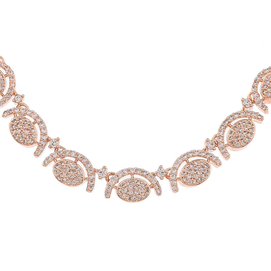 Cz Elegance Rose Plated Brass Made Women Necklace Set - Image 4
