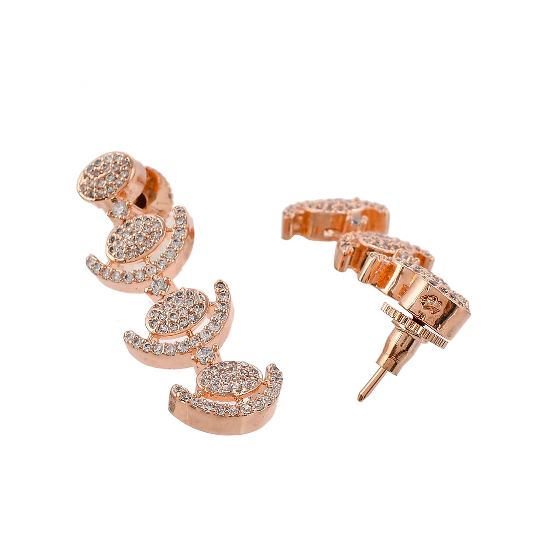 Cz Elegance Rose Plated Brass Made Women Necklace Set - Image 5