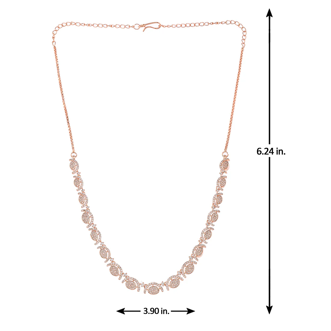 Cz Elegance Rose Plated Brass Made Women Necklace Set - Image 6