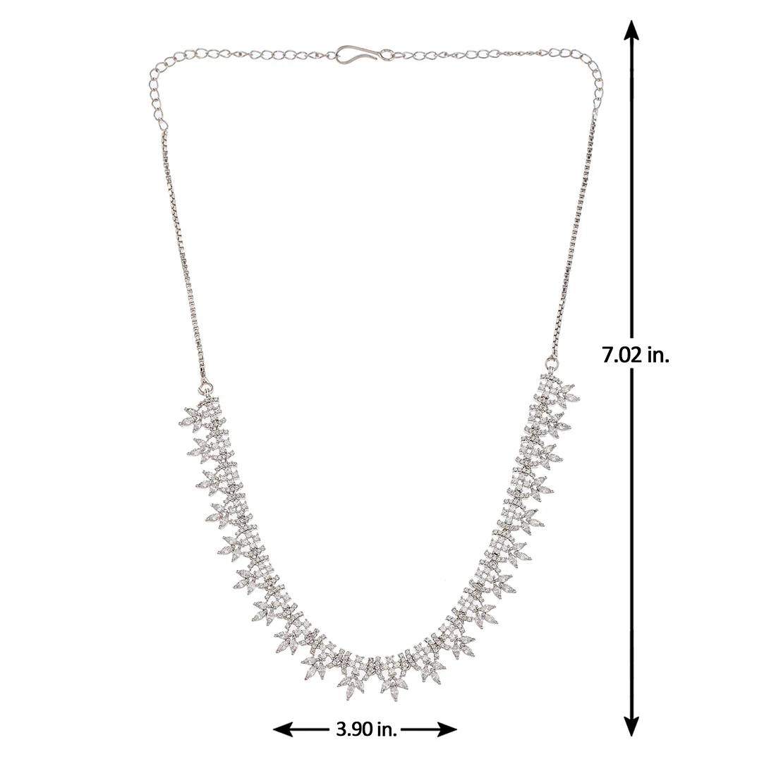 Cz Elegance Silver Plated Brass Made Leafy Necklace And Earrings - Image 6