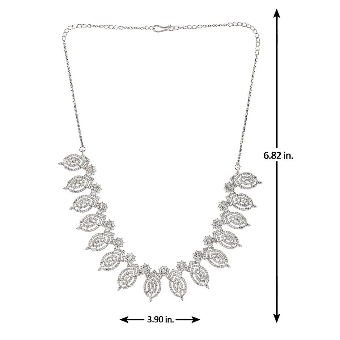 Cz Elegance Silver Plated Leafy Necklace Set - Image 6