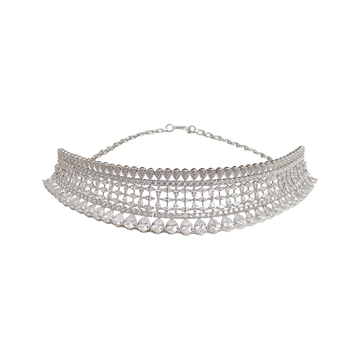 CZ Elegance Silver Plated Shiny Necklace Set - Image 3