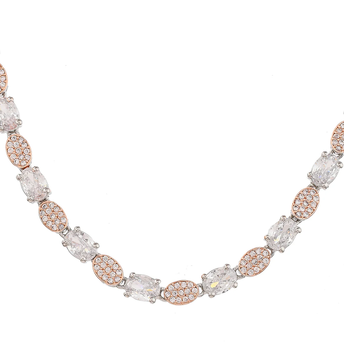 Cz Elegance Square And Oval Brass Made Necklace Set - Image 4