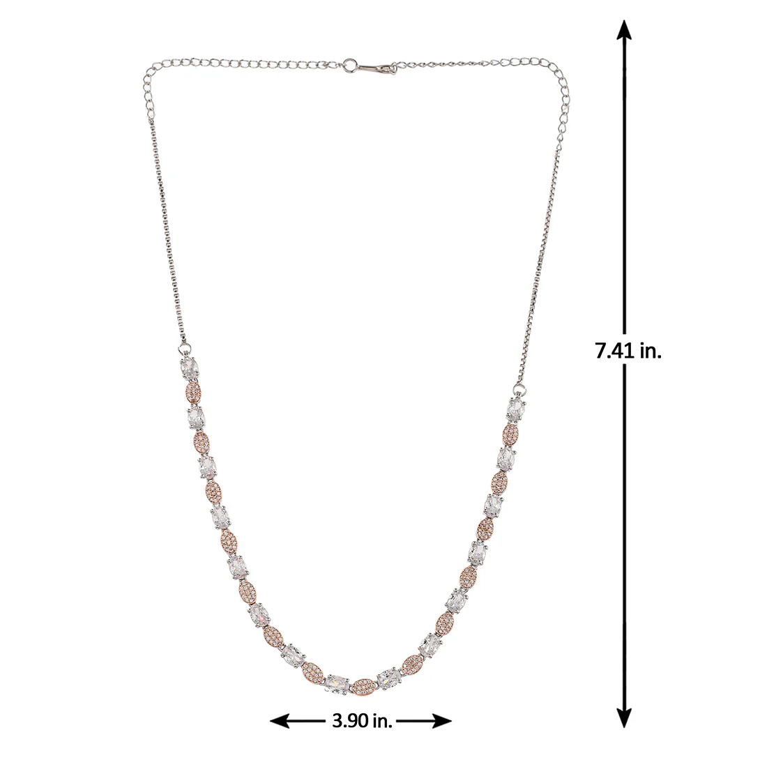 Cz Elegance Square And Oval Brass Made Necklace Set - Image 6