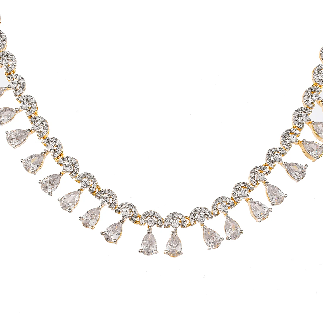 Cz Elegance Stone Studded Gold Plated Necklace Set - Image 4