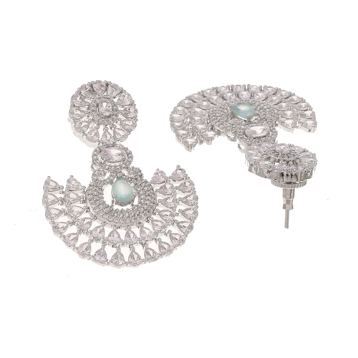 CZ Elegance White and Mint Green Zircons Jewellery Set - Image 5