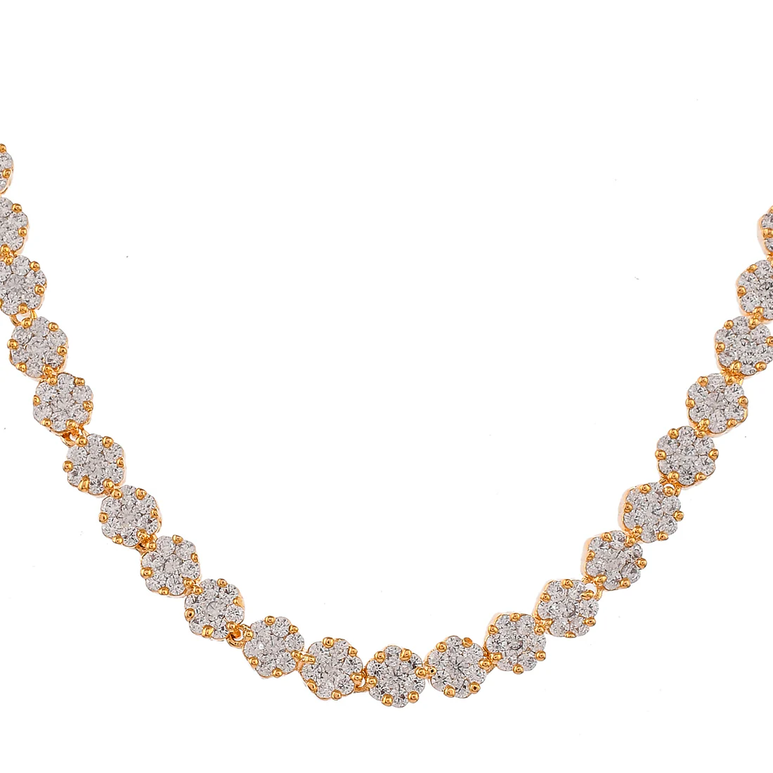 Cz Elegance Women Studded Gold Plated Necklace Set - Image 4