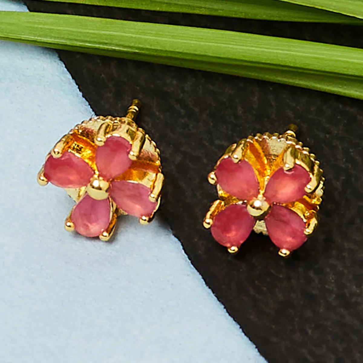 CZ Elegant Pink Ear Studs