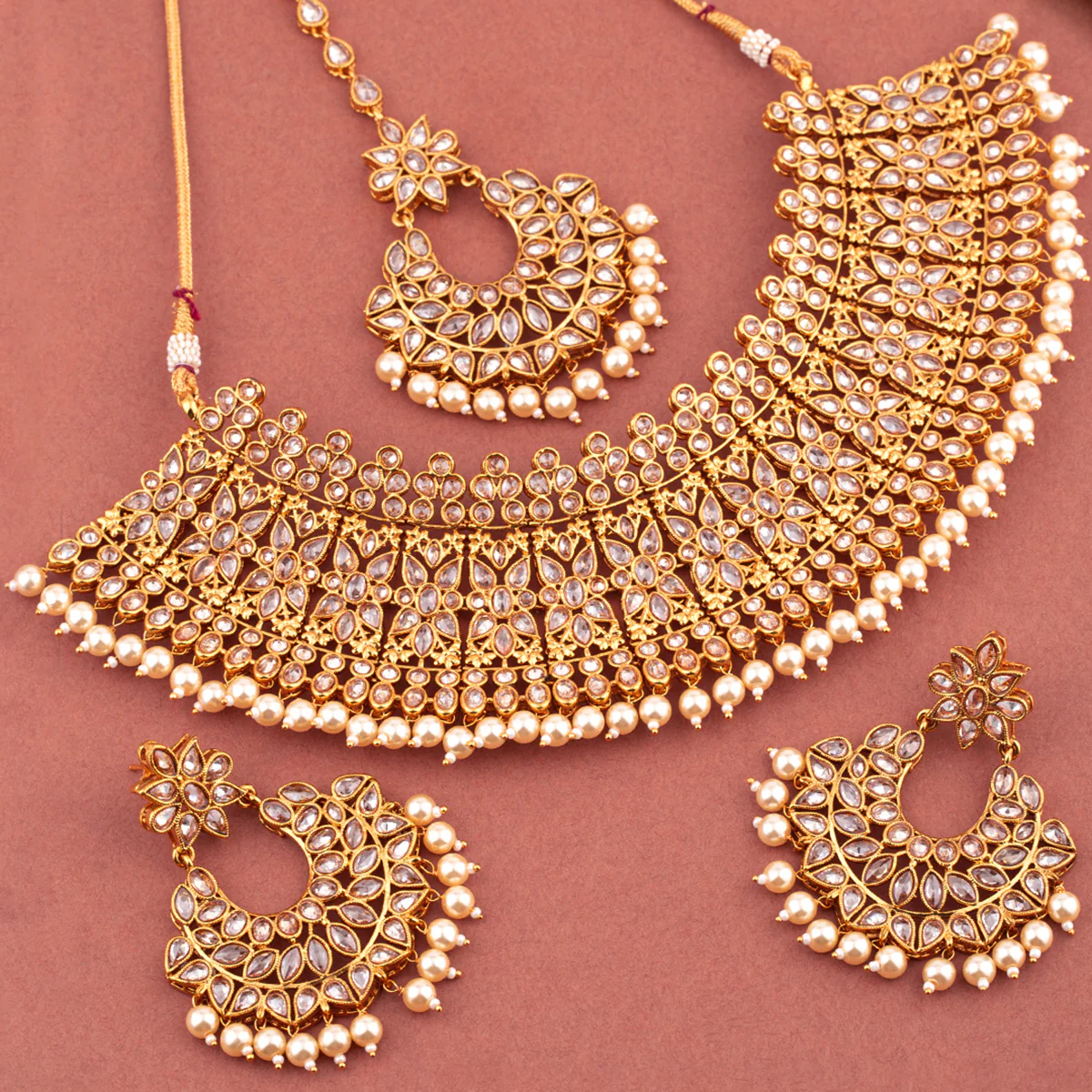 CZ Embellished Maang Tika Set
