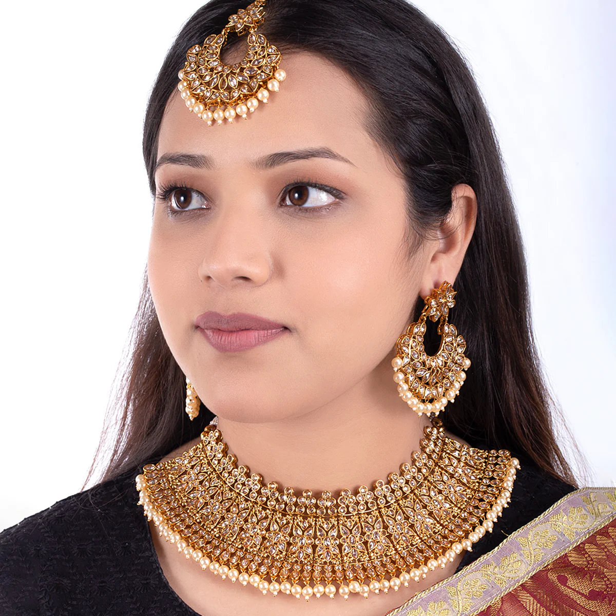 CZ Embellished Maang Tika Set - Image 2