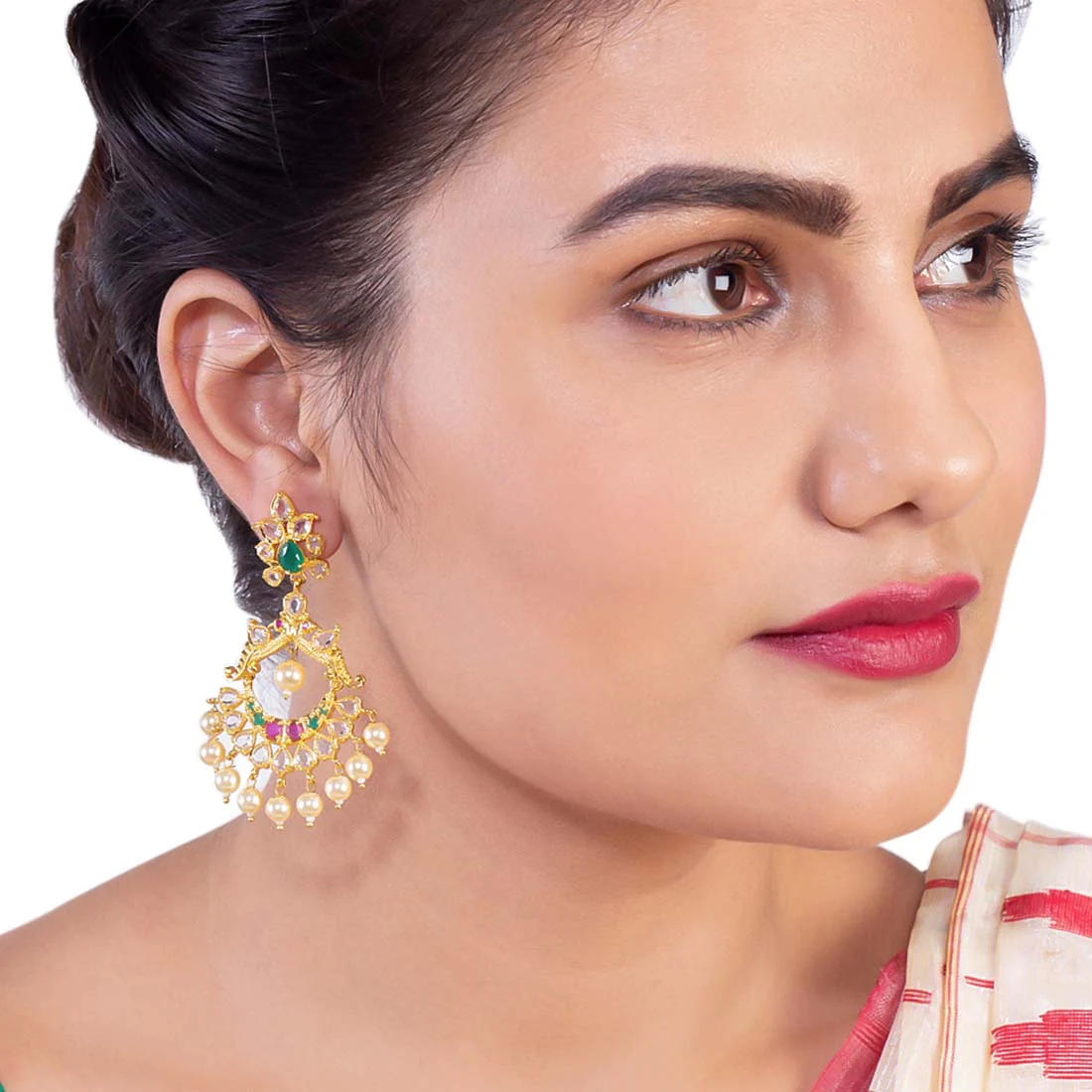 CZ Filigree Design Drop Earrings - Image 2