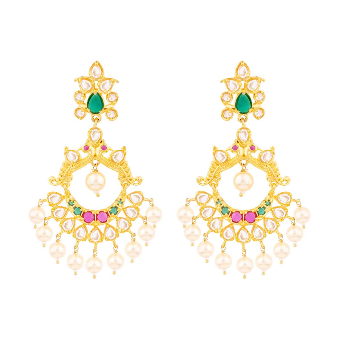 CZ Filigree Design Drop Earrings - Image 3