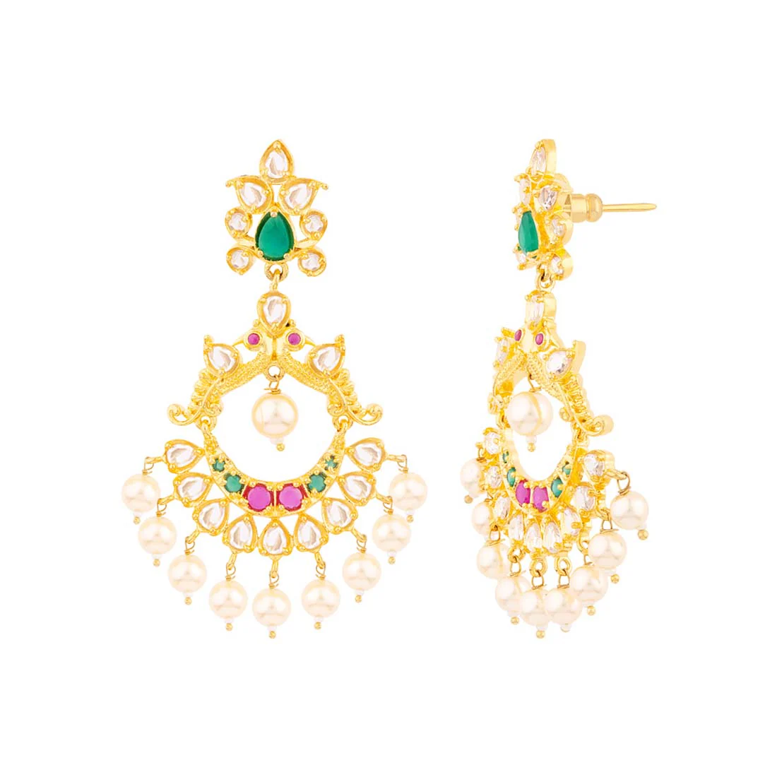 CZ Filigree Design Drop Earrings - Image 4
