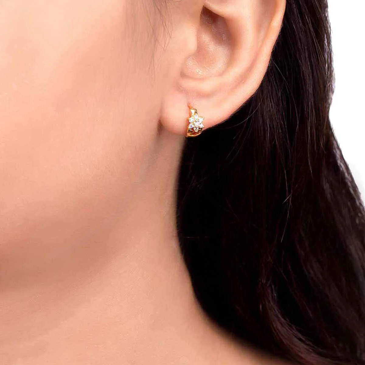 CZ Floral Motif Baali Earrings - Image 2