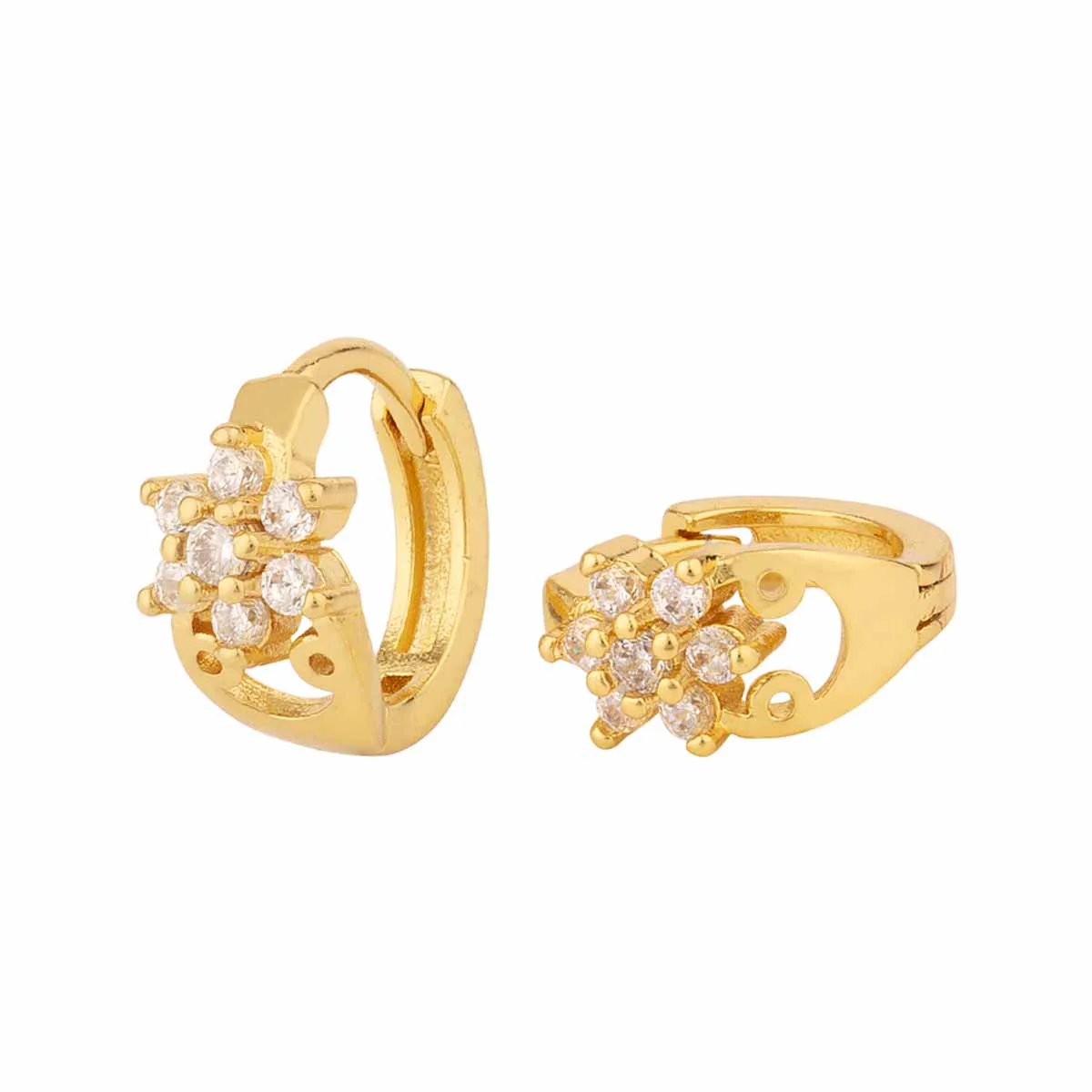 CZ Floral Motif Baali Earrings - Image 3