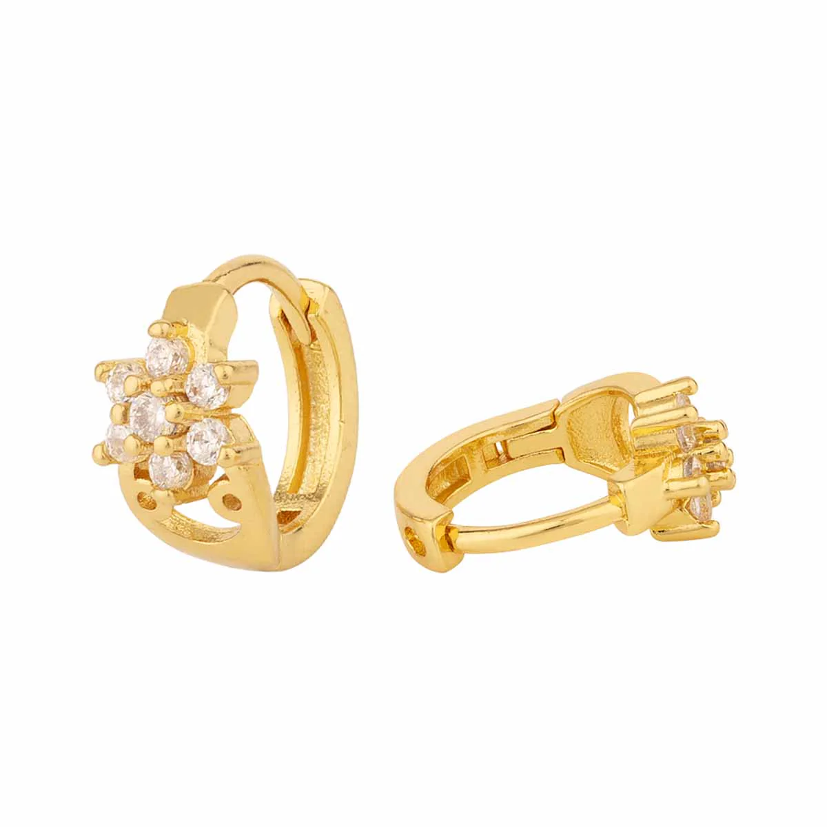 CZ Floral Motif Baali Earrings - Image 4