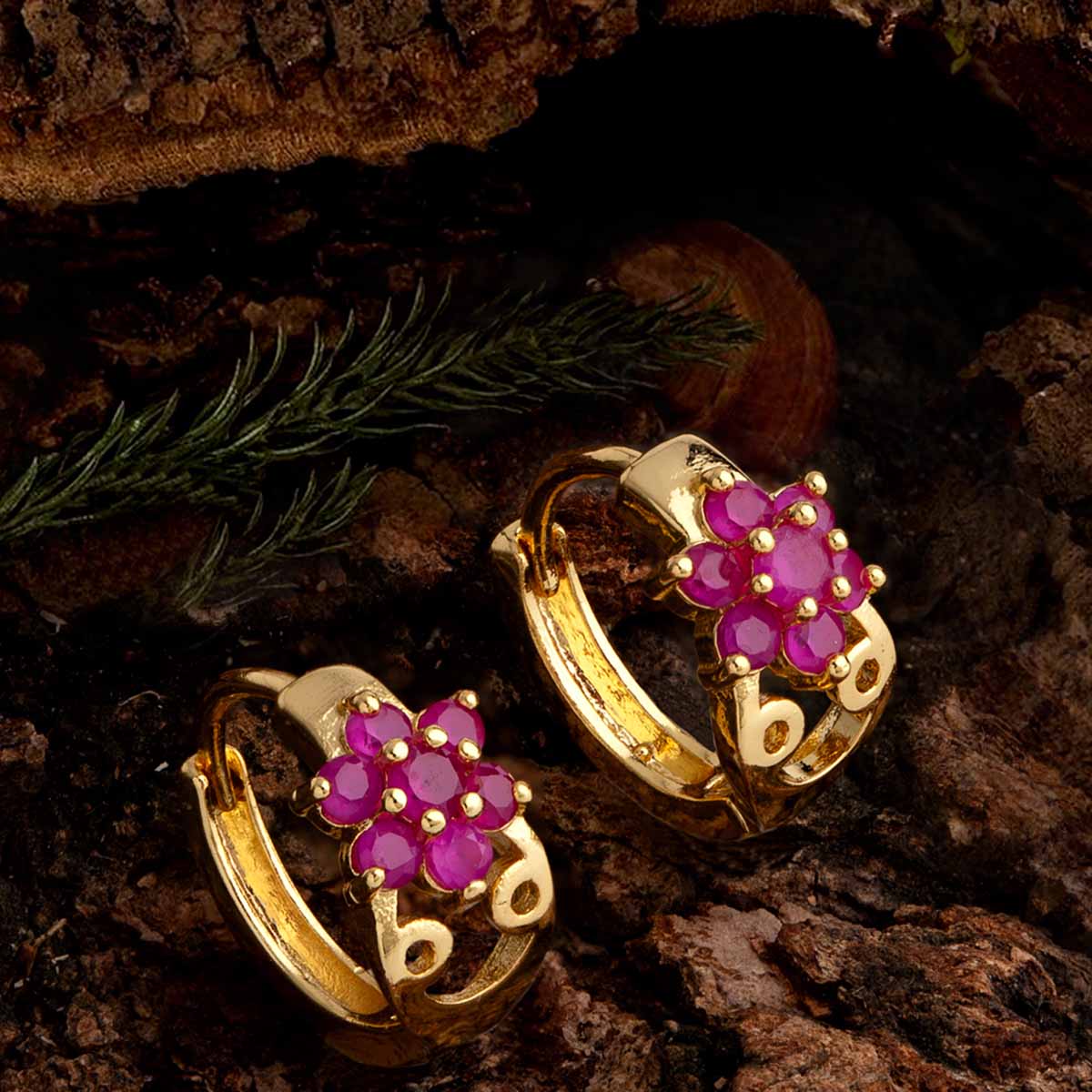 CZ Flower Motif Earrings