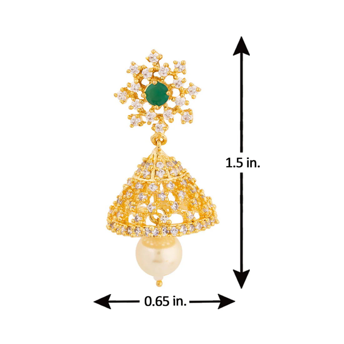 CZ Gems Adorned Jhumka Earrings - Image 5