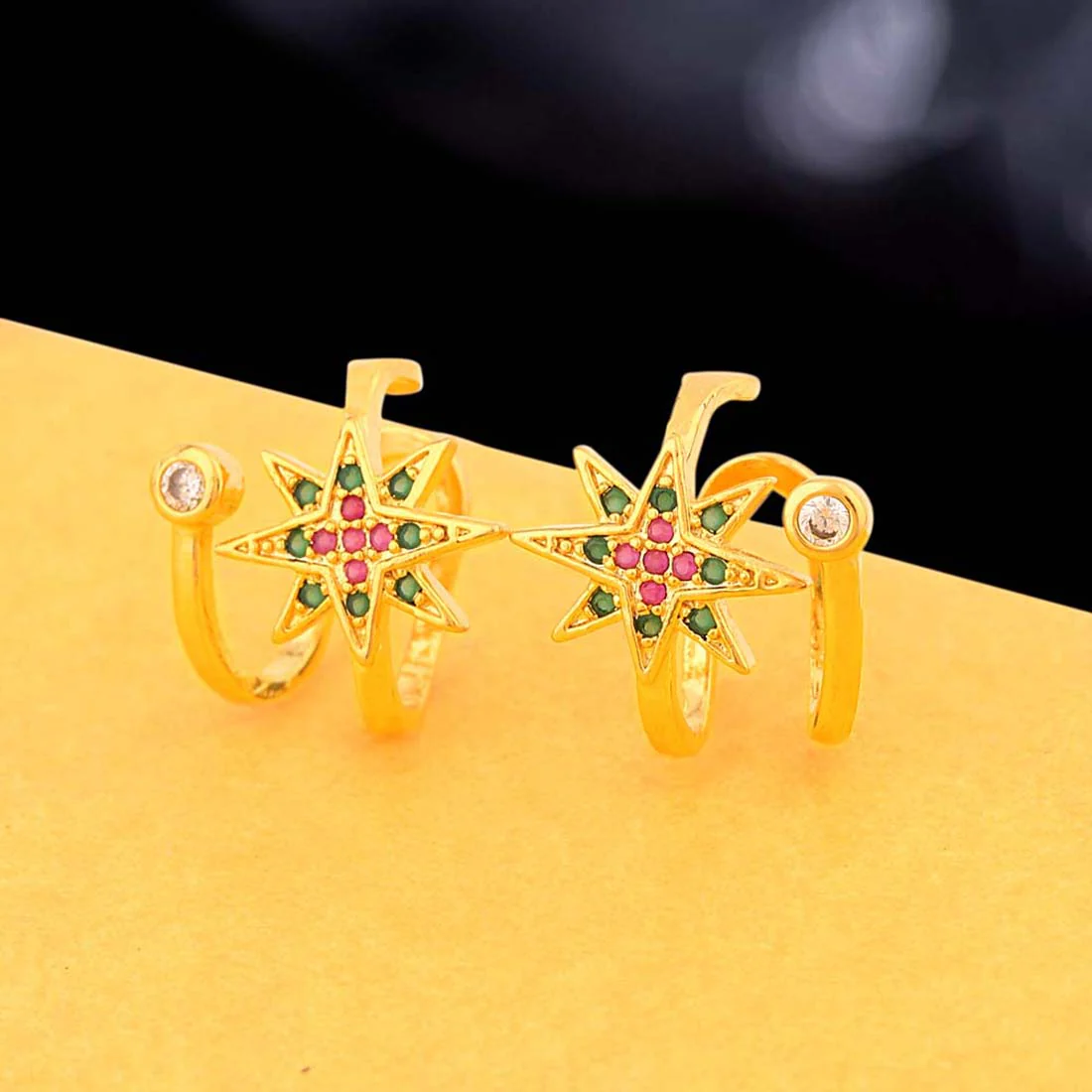 CZ Gems Adorned Star Earrings