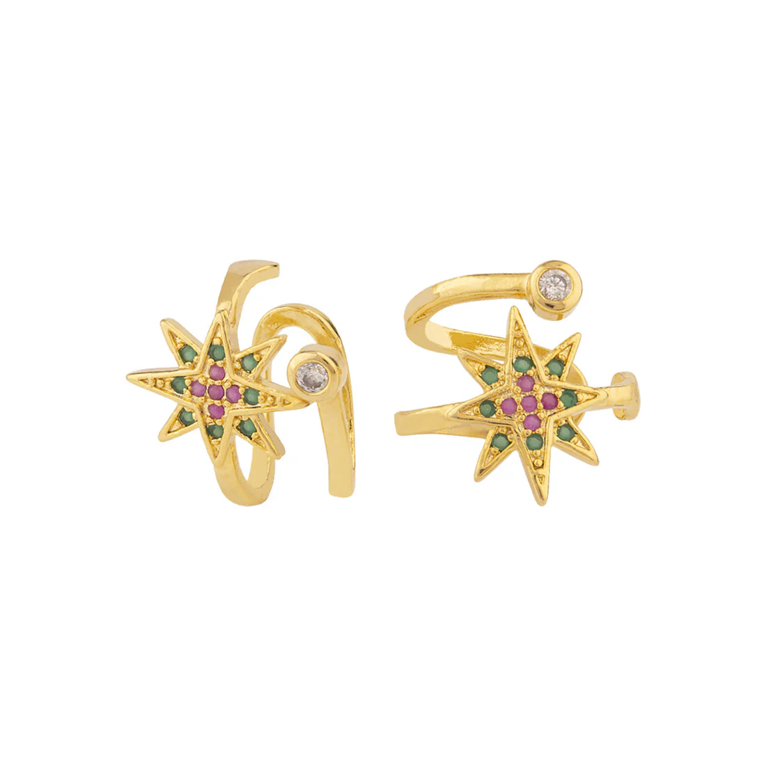 CZ Gems Adorned Star Earrings - Image 3