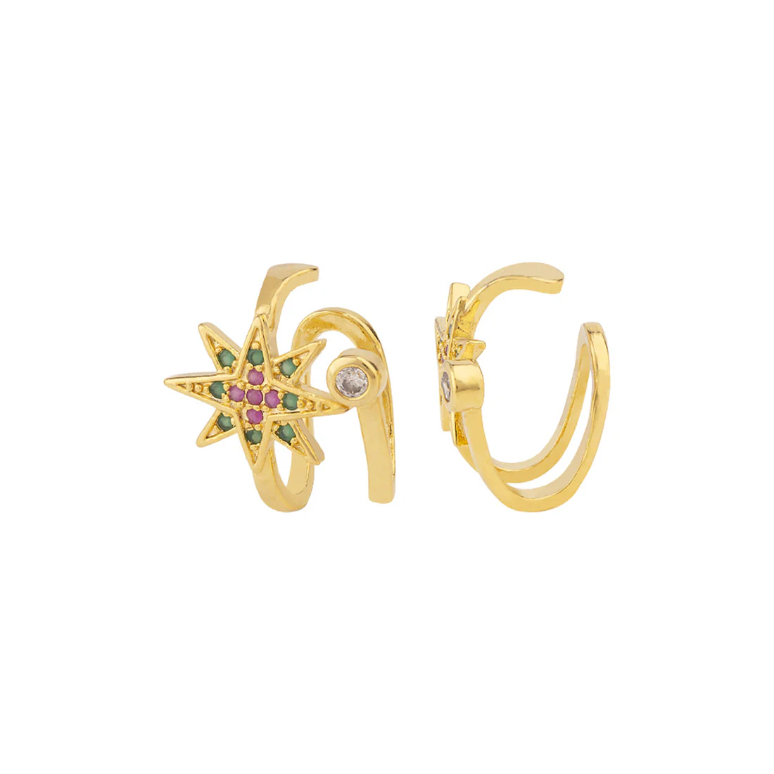CZ Gems Adorned Star Earrings - Image 4