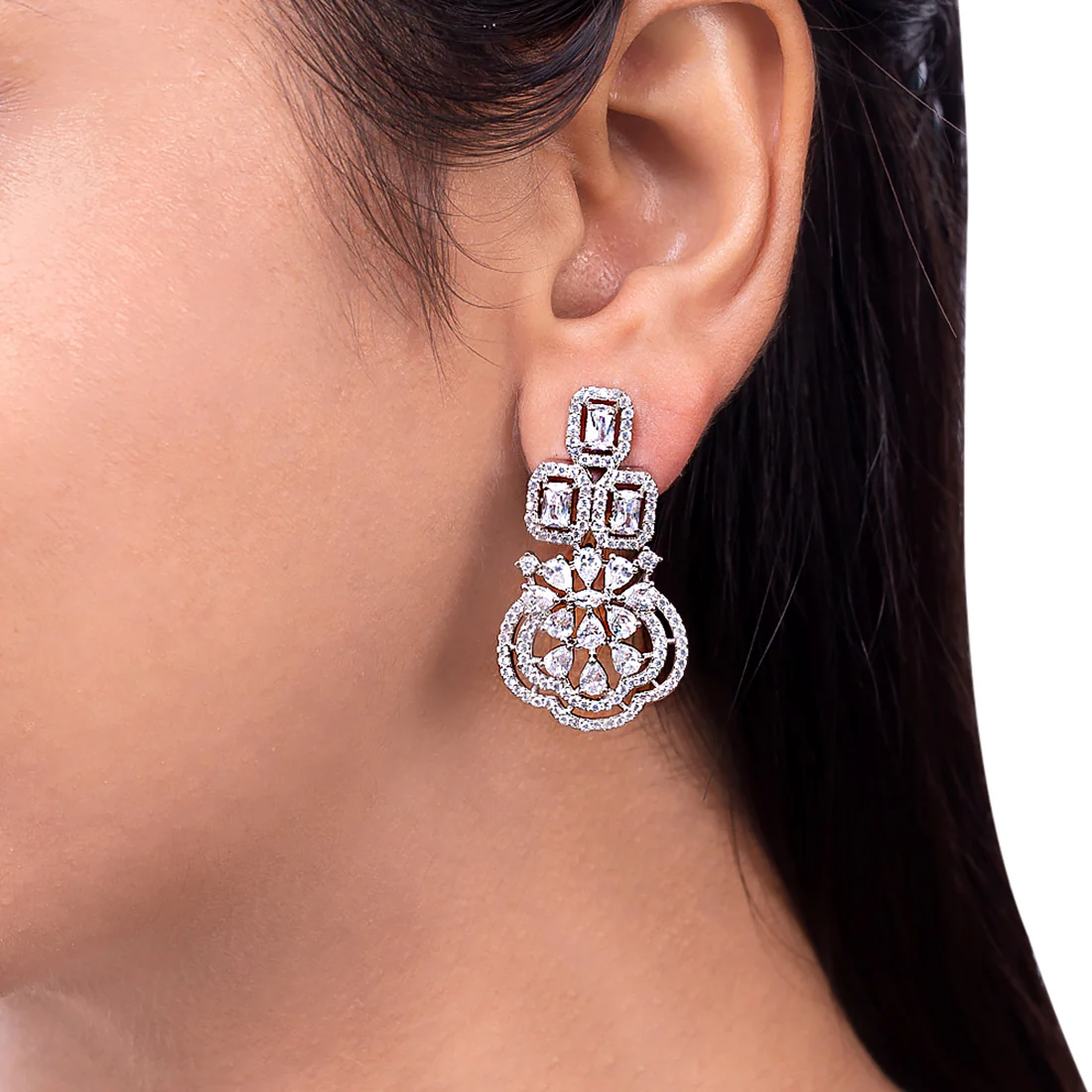 CZ Gems Embellished Drop Earrings - Image 2